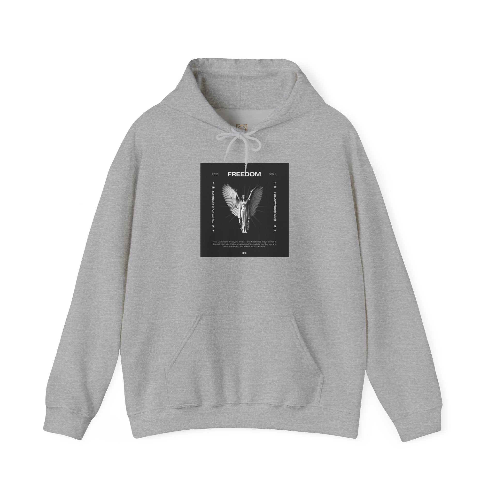 Freedom Angel Hoodie — Gothic Black & White Angel Wings Sweatshirt