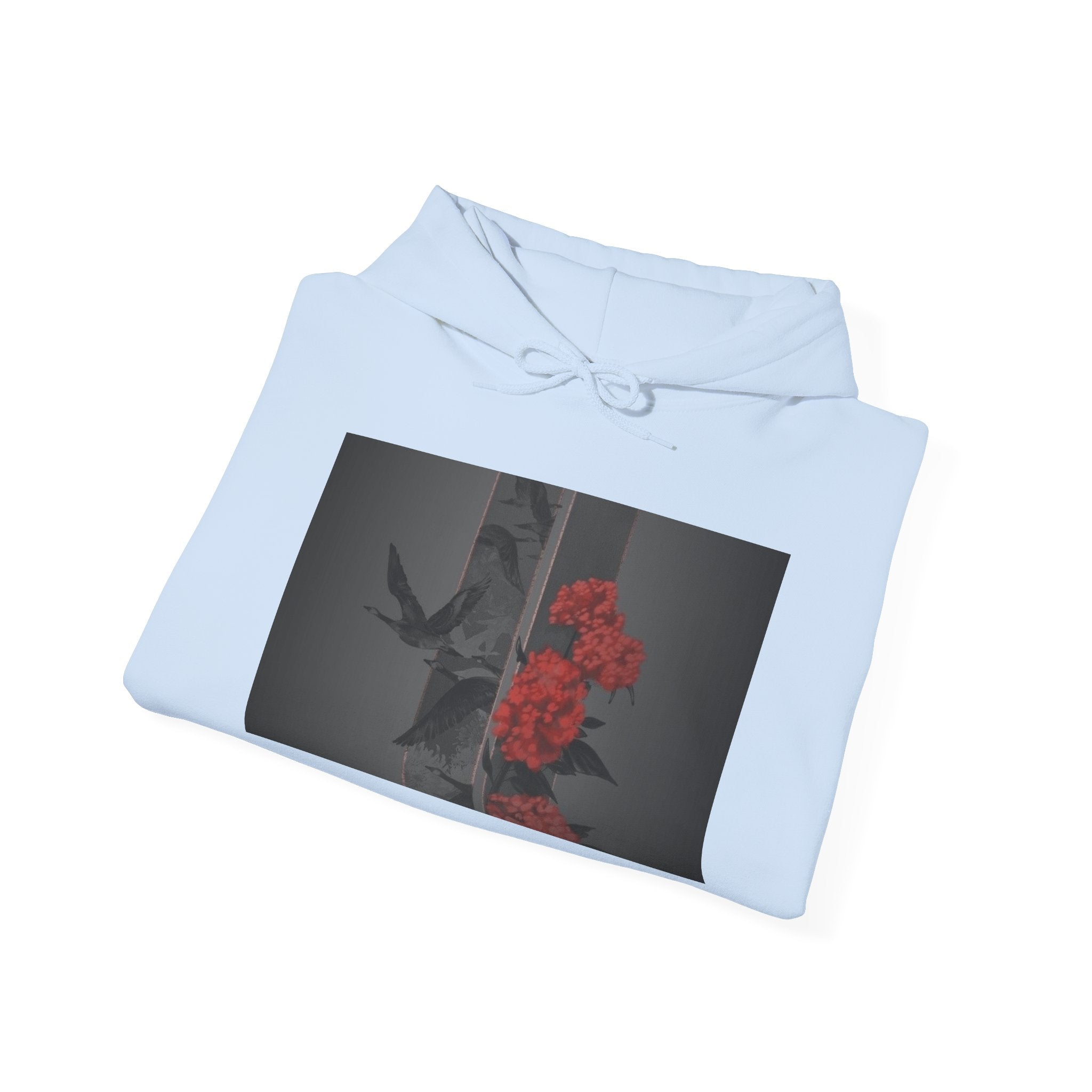 Floral Noir Hoodie — Red Roses on Dark Background