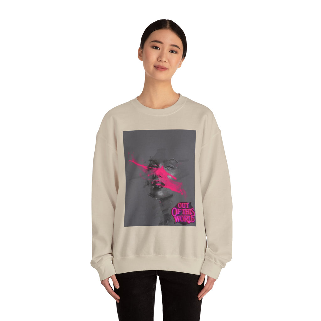 Graphic Sweatshirt — 'Out of This World' Neon Portrait Crewneck