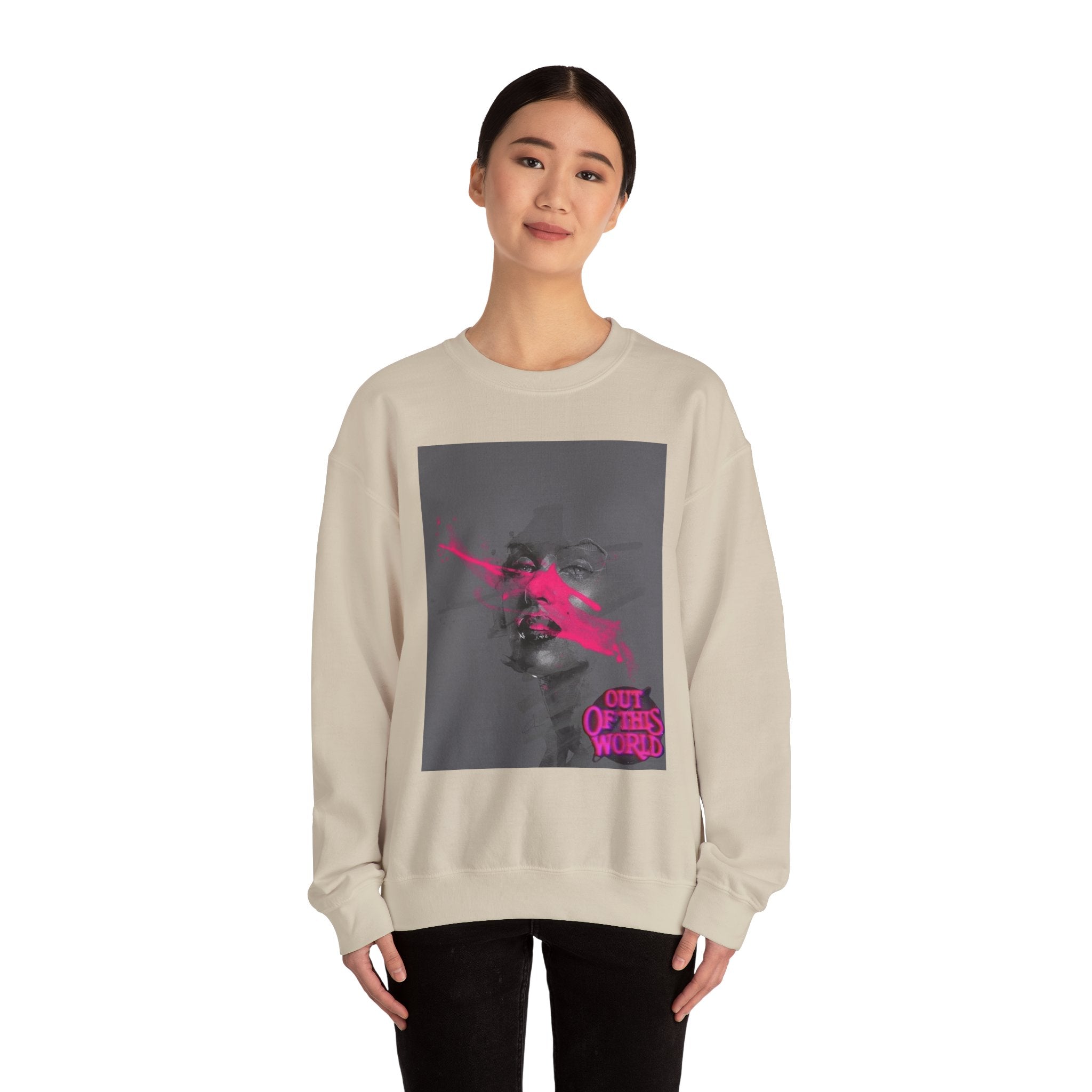 Graphic Sweatshirt — 'Out of This World' Neon Portrait Crewneck