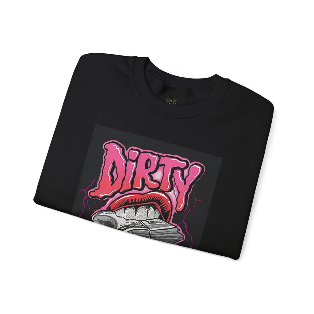 Dirty Money Crewneck Sweatshirt – Retro Graphic Money & Lips Design