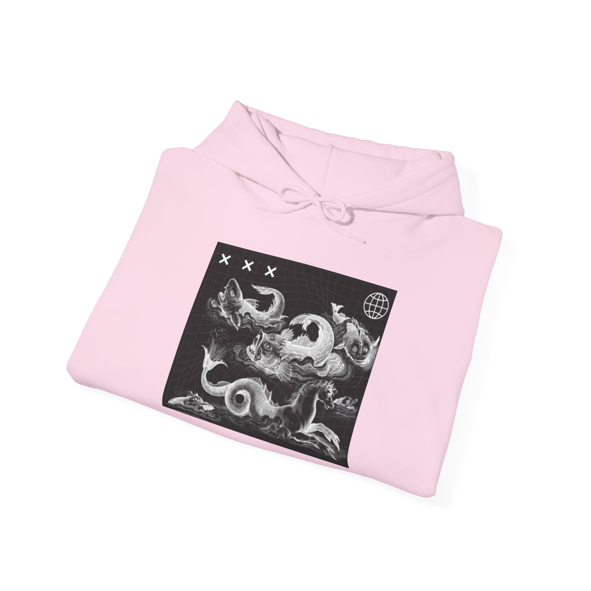 Skull Waves Hoodie — Gothic Nautical Skull Graphic Pullover