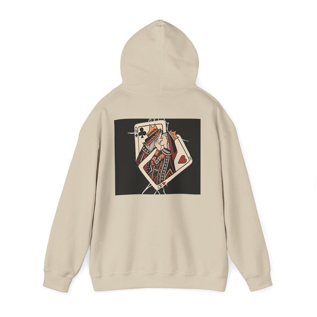 Queen of Hearts Playing Card Hoodie — Vintage Tattoo Style Card Art