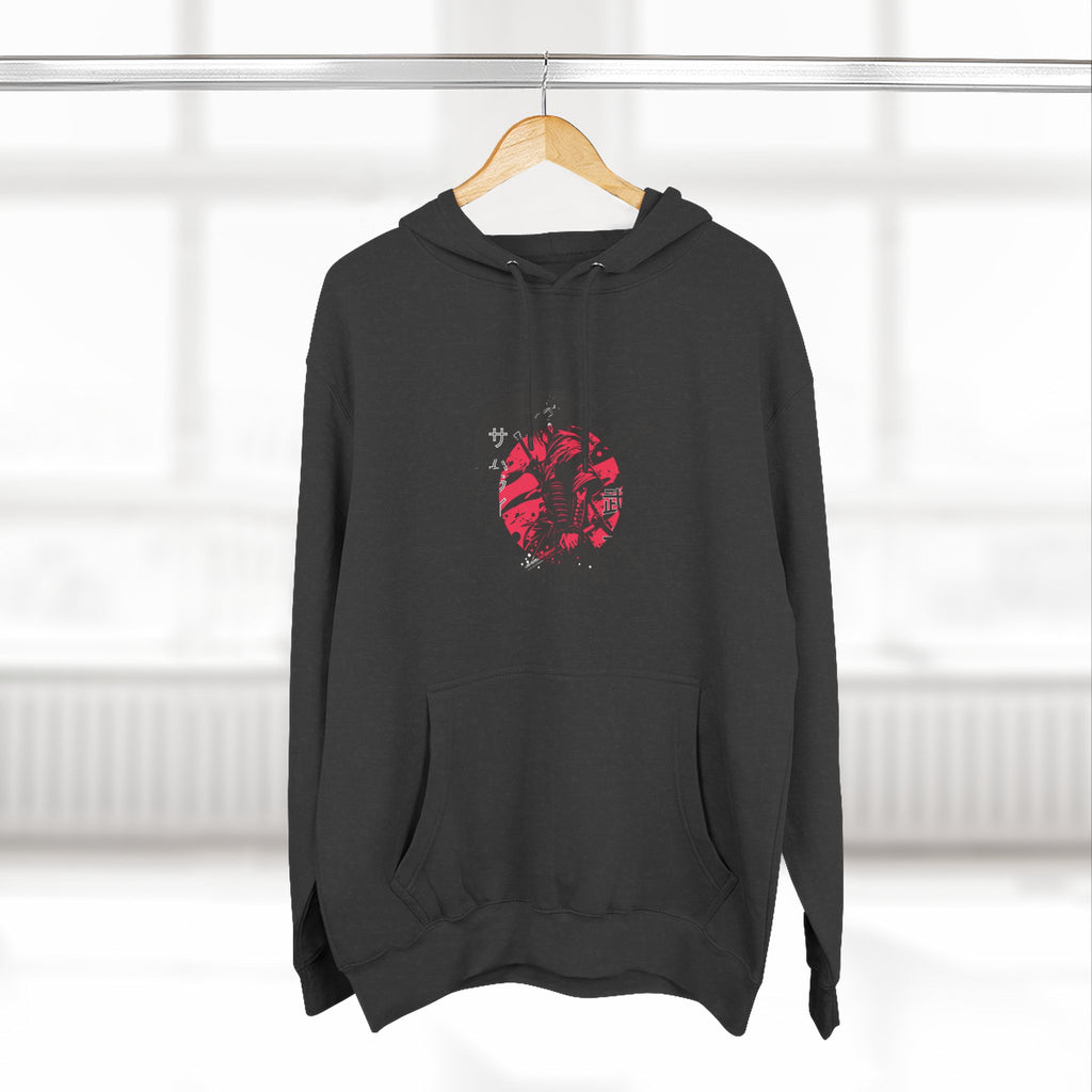 Grunge Rising Hoodie — Red Sun Graphic Fleece Hoodie