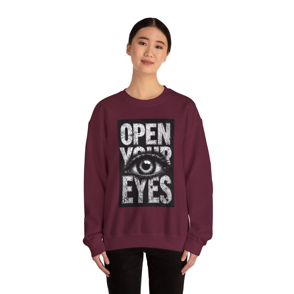 Open Your Eyes Crewneck Sweatshirt — Graphic Eye Design
