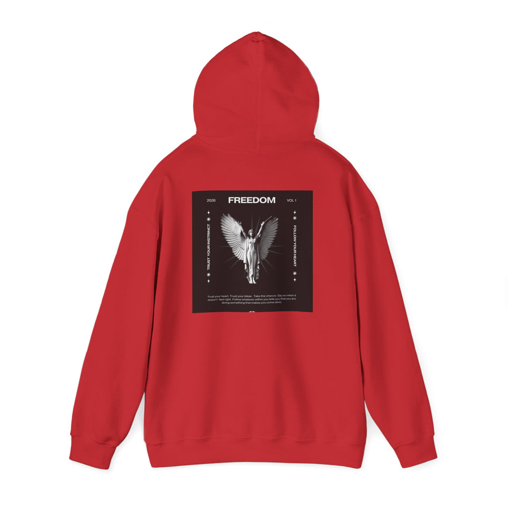 Freedom Angel Hoodie — Gothic Black & White Angel Wings Sweatshirt