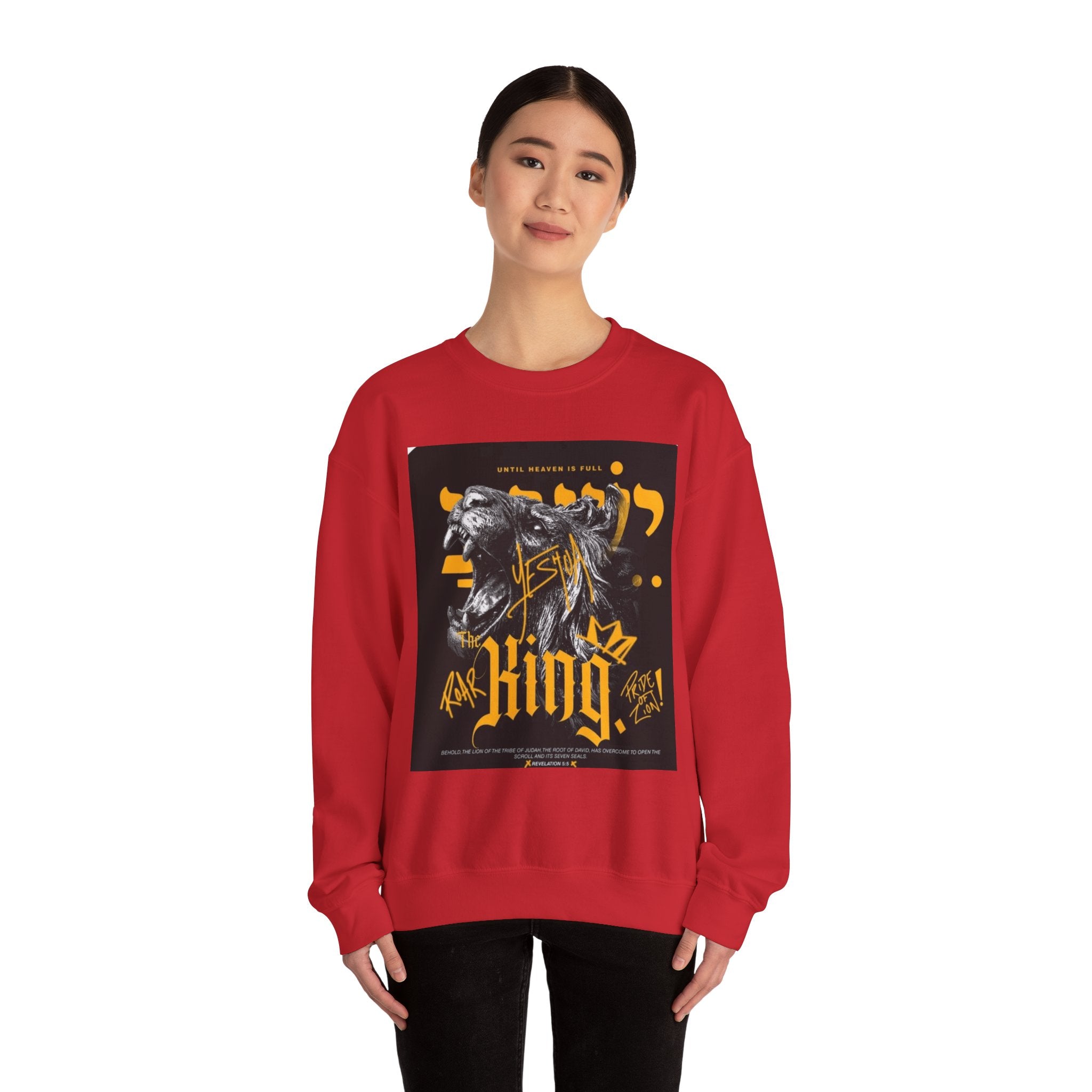 King Lion Crewneck Sweatshirt — 'King' Graphic Pullover for Bold Streetwear
