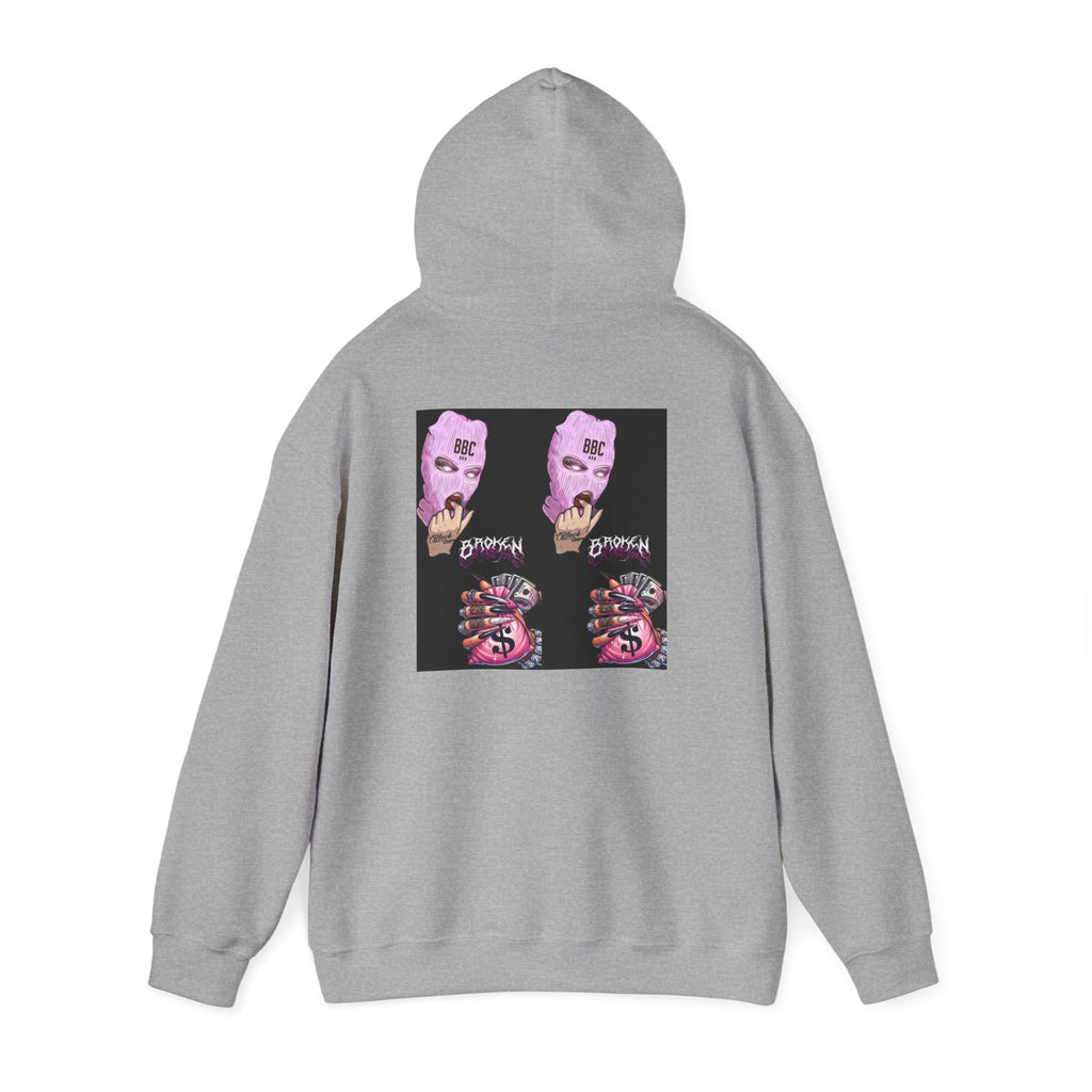 Horror Collage Hoodie — Spooky Pink Skull & Claw Graphic Sweatshirt
