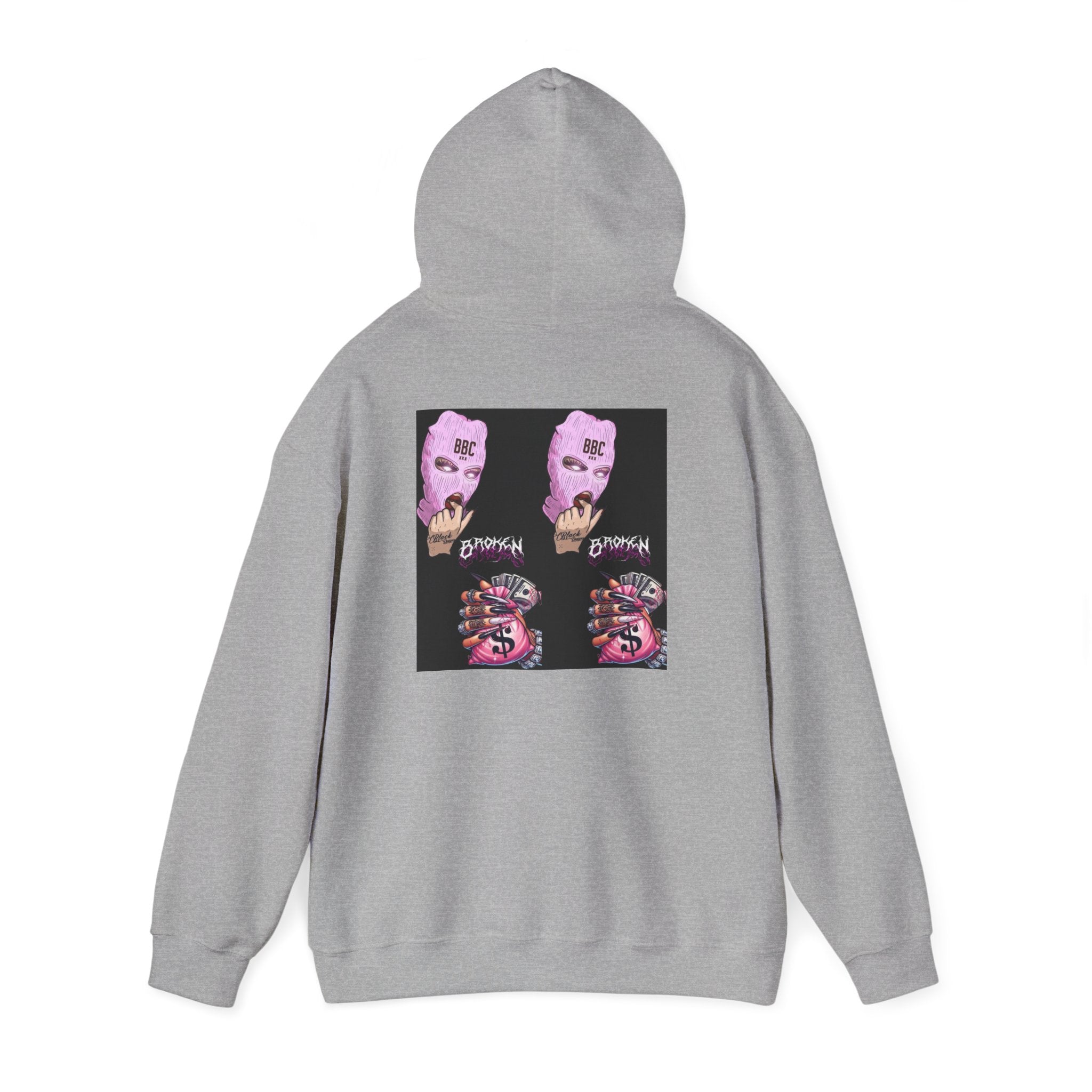 Horror Collage Hoodie — Spooky Pink Skull & Claw Graphic Sweatshirt
