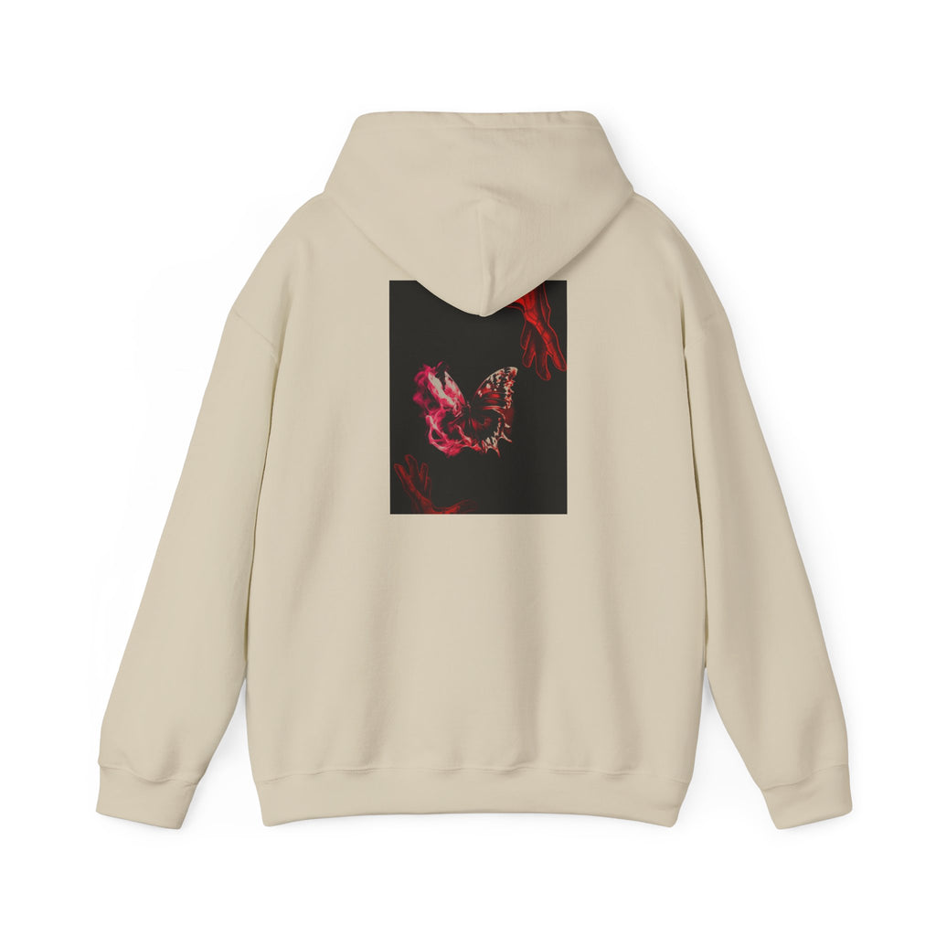 Floral Smoke Hoodie — Dark Red Rose Graphic Hooded Sweatshirt