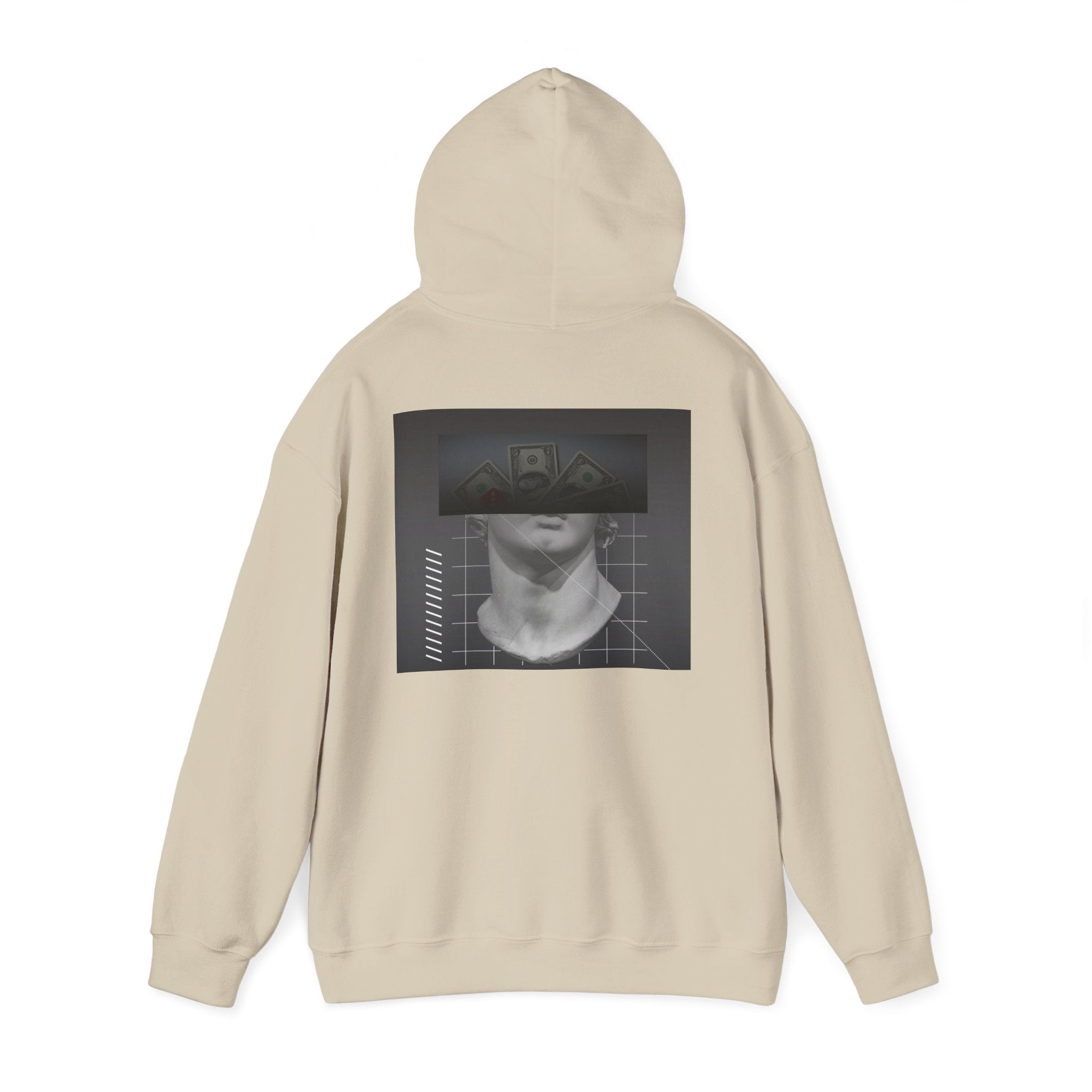 Graphic Hoodie — Black & White Glitch Portrait Hoodie