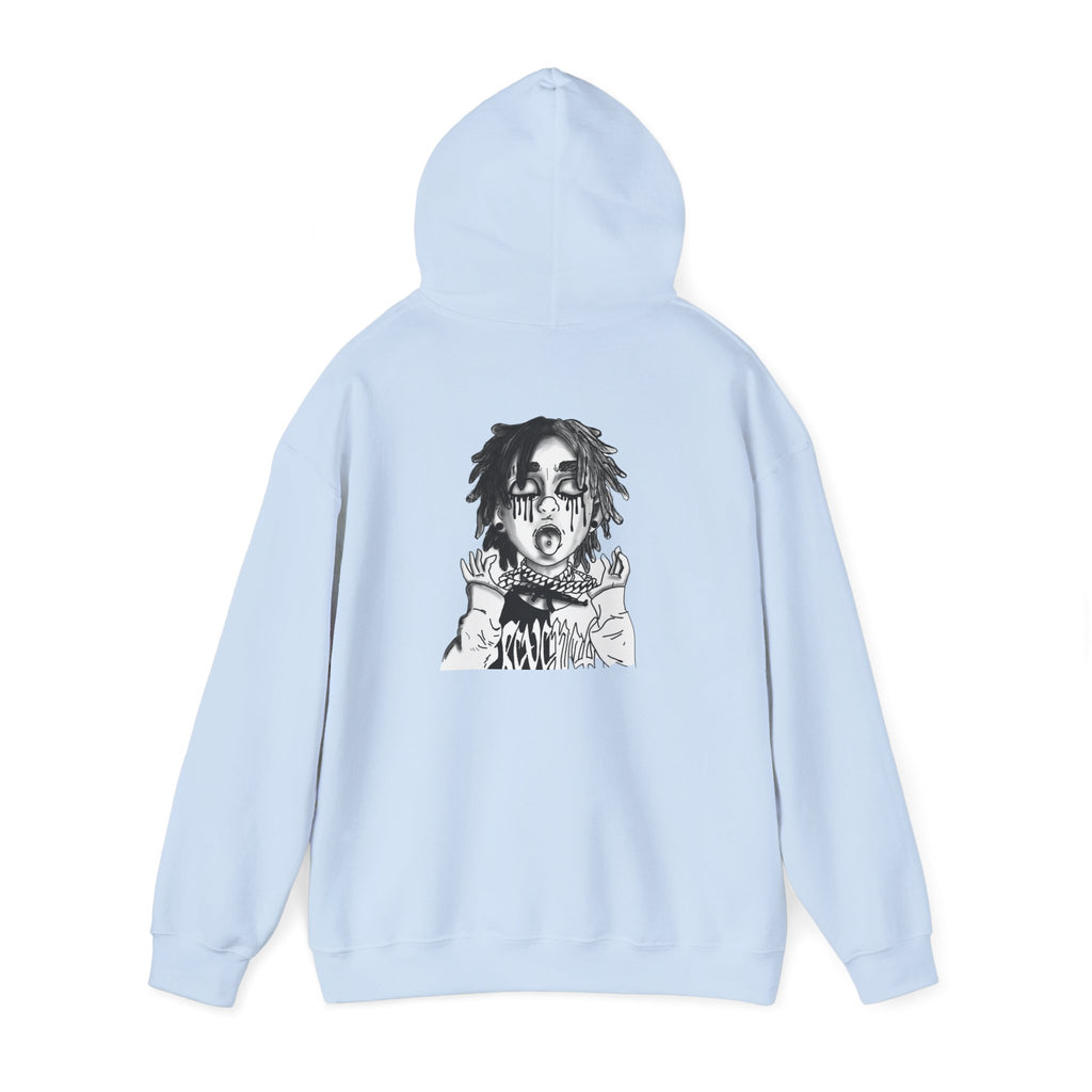 Horror Manga Hoodie — Black & White Creepy Portrait Pullover