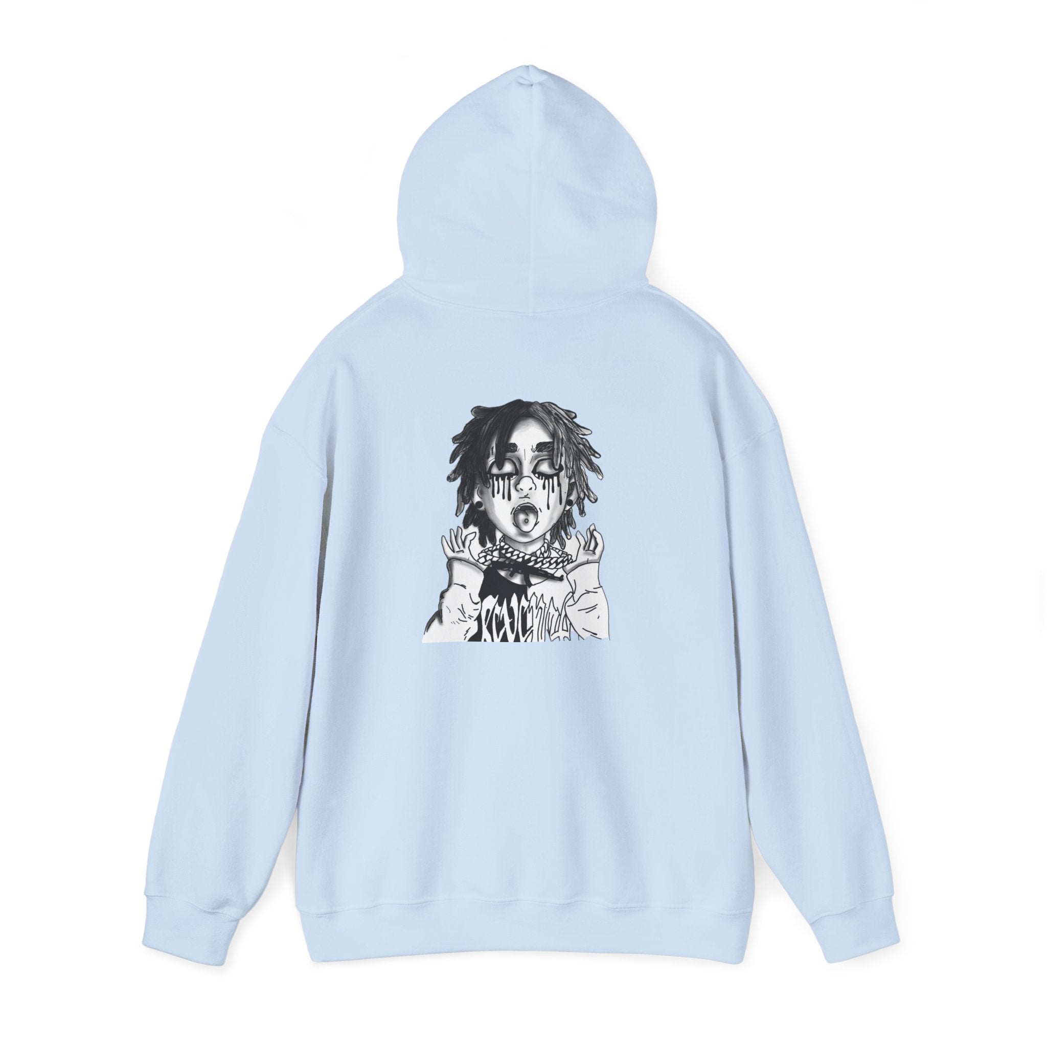 Horror Manga Hoodie — Black & White Creepy Portrait Pullover