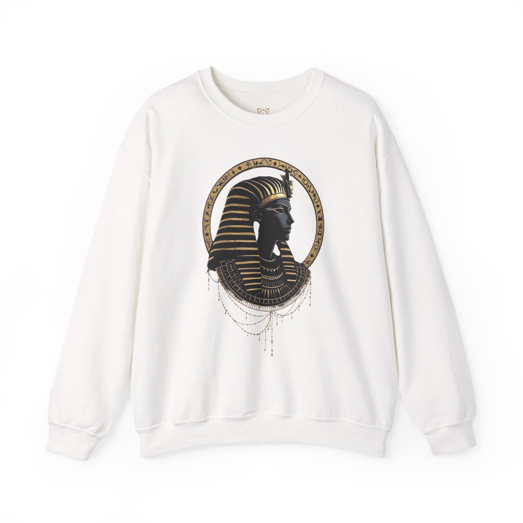 Egyptian Pharaoh Crewneck Sweatshirt — Gold & Black Tutankhamun Profile