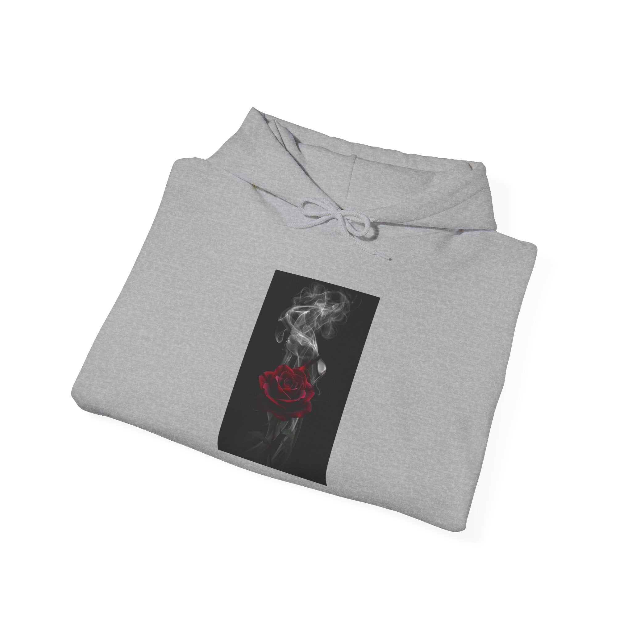 Smoky Red Rose Hoodie — Gothic Floral Hooded Sweatshirt