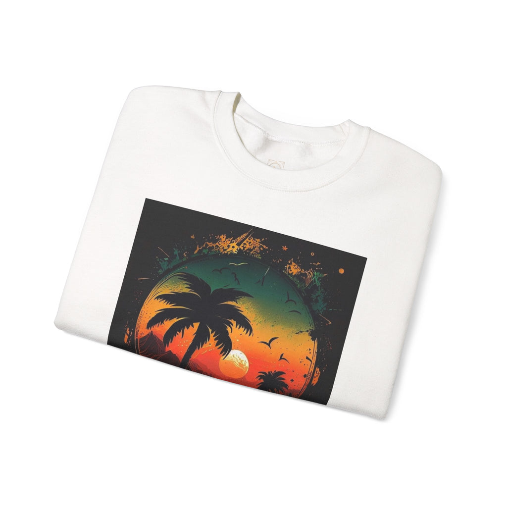Sunset Island Sweatshirt — Tropical Palm Sunset Crewneck