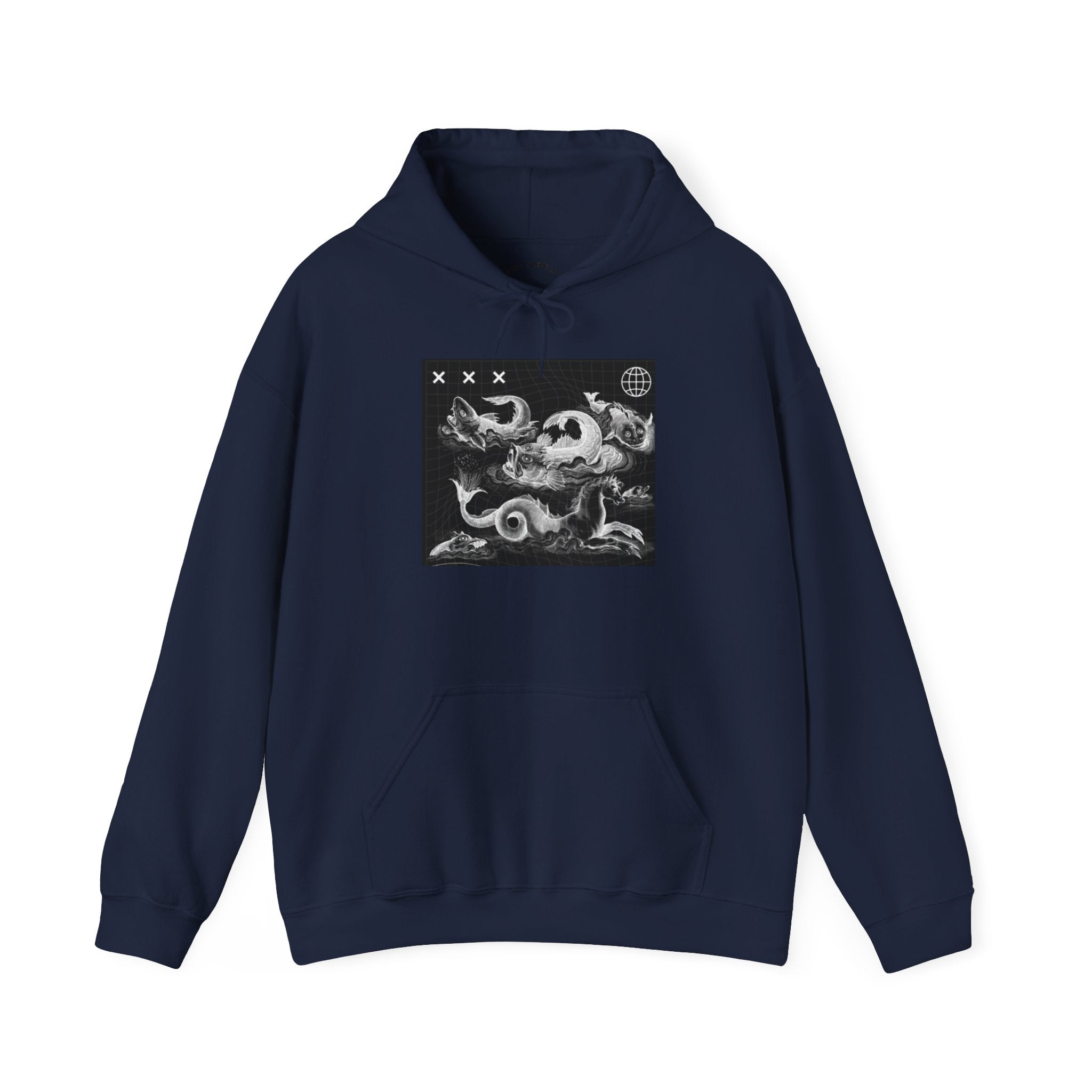 Skull Waves Hoodie — Gothic Nautical Skull Graphic Pullover
