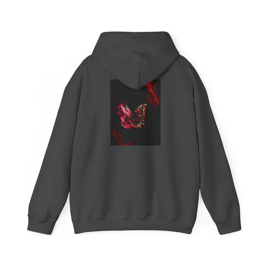 Floral Smoke Hoodie — Dark Red Rose Graphic Hooded Sweatshirt