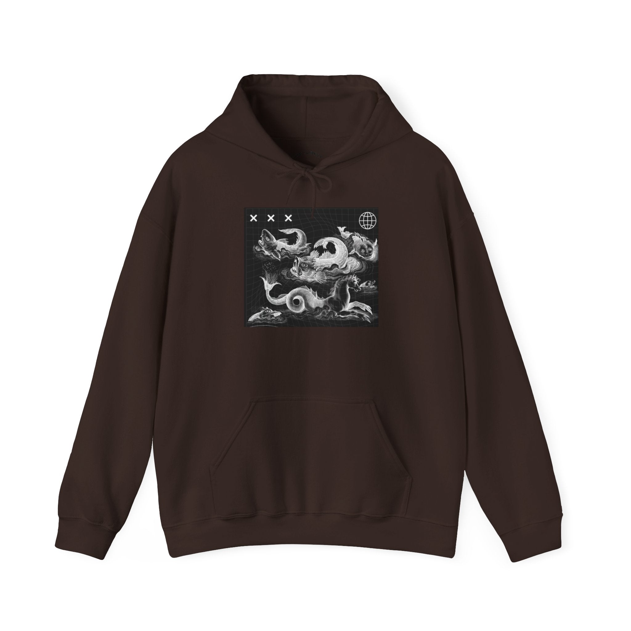 Skull Waves Hoodie — Gothic Nautical Skull Graphic Pullover