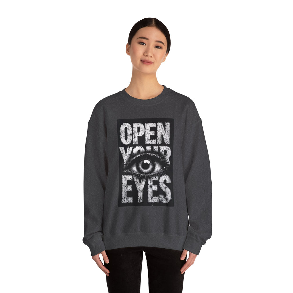 Open Your Eyes Crewneck Sweatshirt — Graphic Eye Design