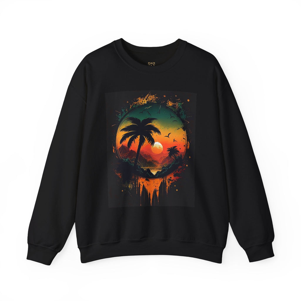 Sunset Island Sweatshirt — Tropical Palm Sunset Crewneck