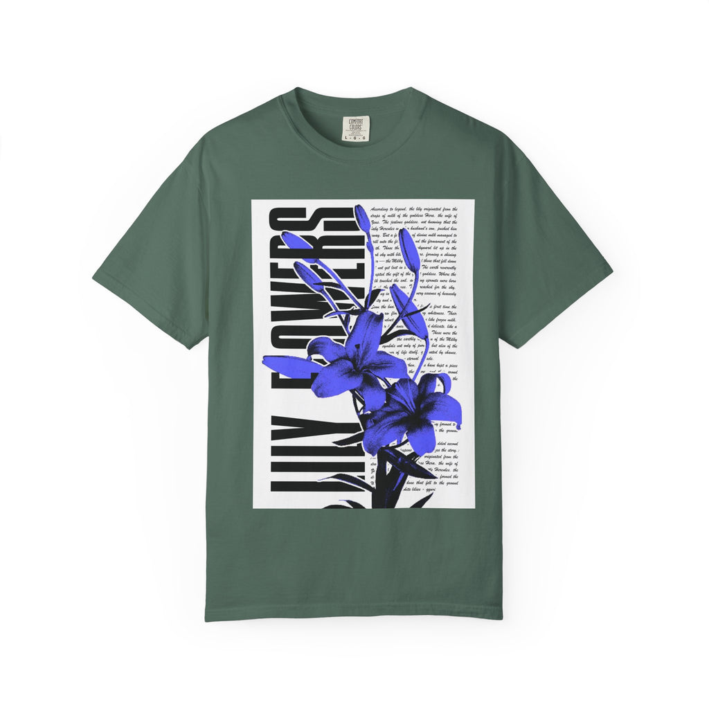 Floral Legacy Graphic T-Shirt — Bold Blue Orchid Design