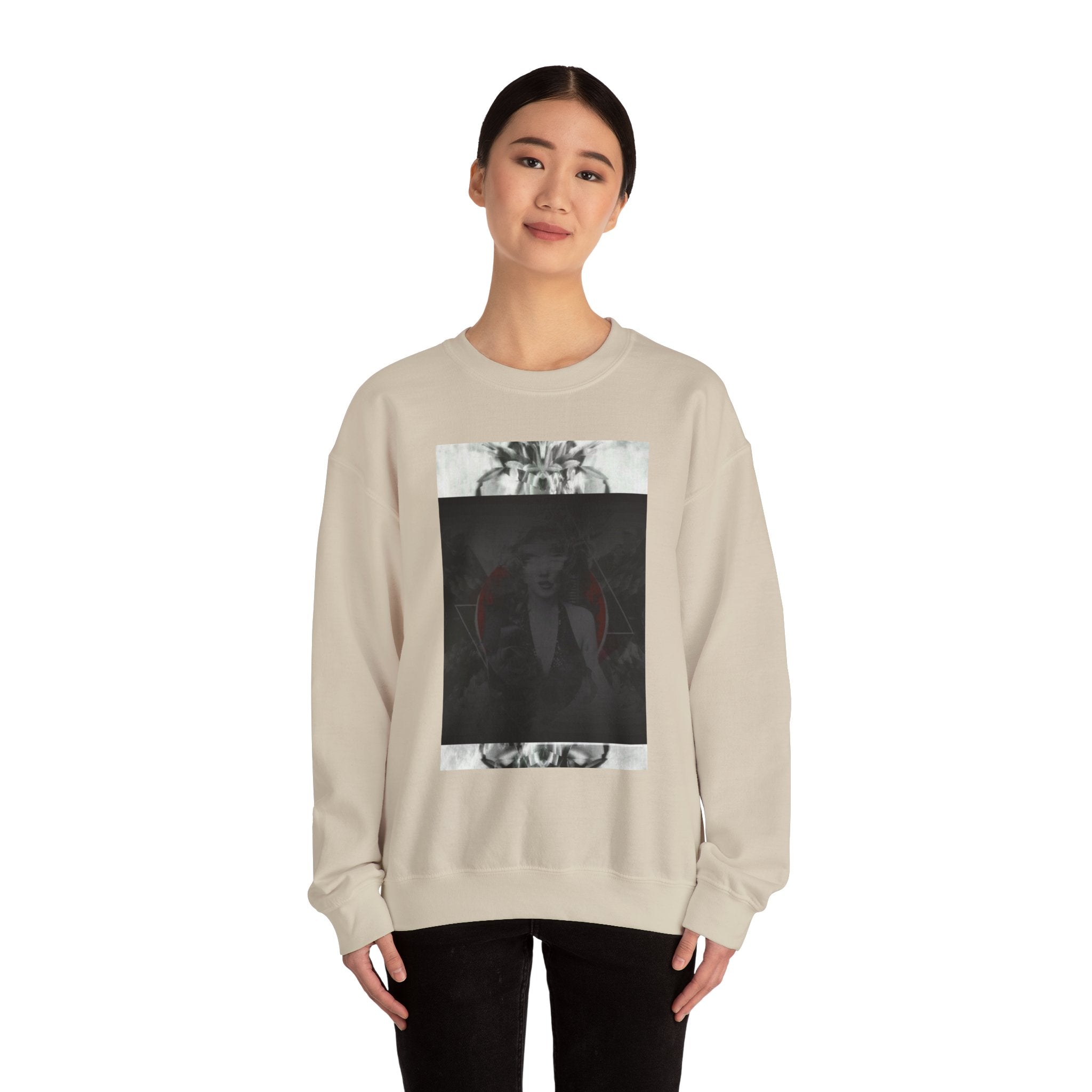 Crewneck Sweatshirt — Dark Abstract Chest Print with 'Legaciess' Gold Back Logo