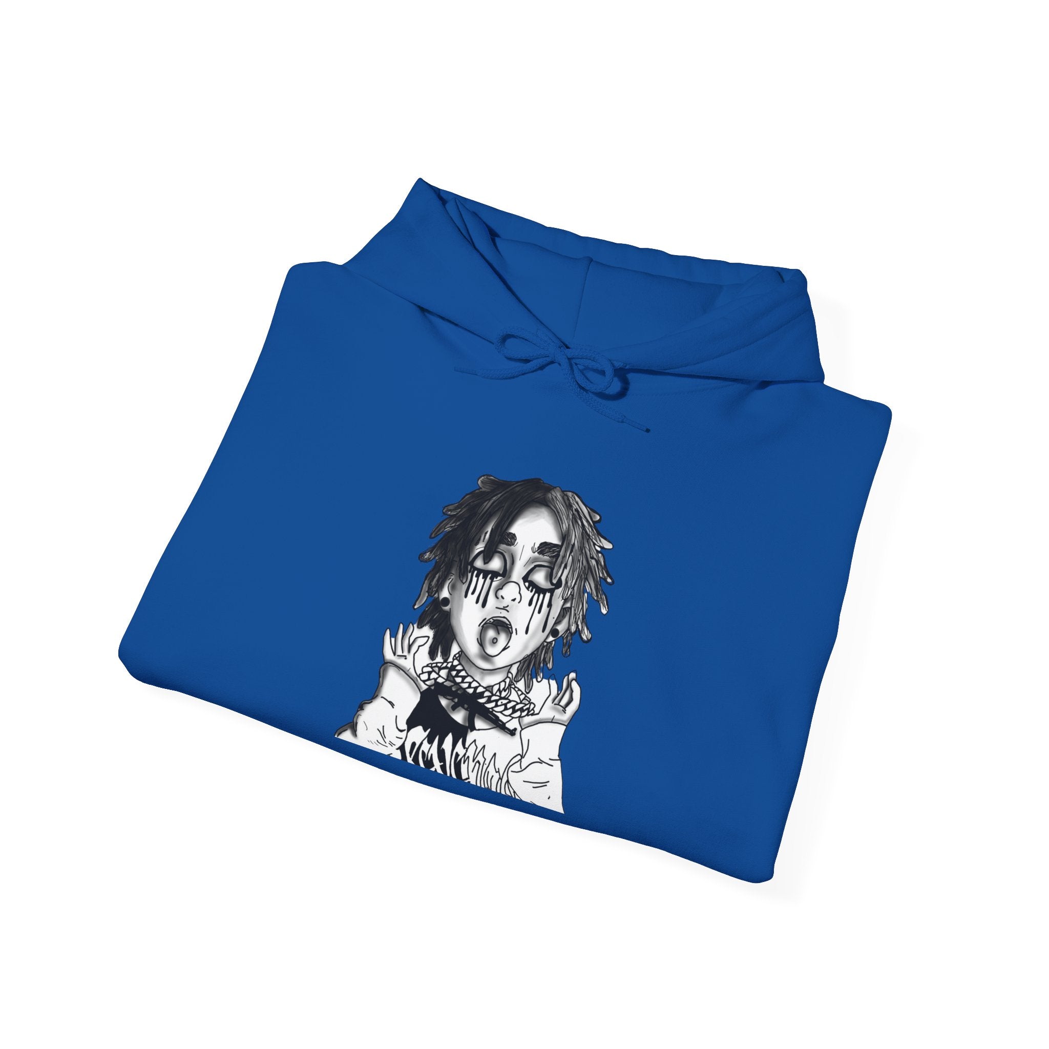 Horror Manga Hoodie — Black & White Creepy Portrait Pullover