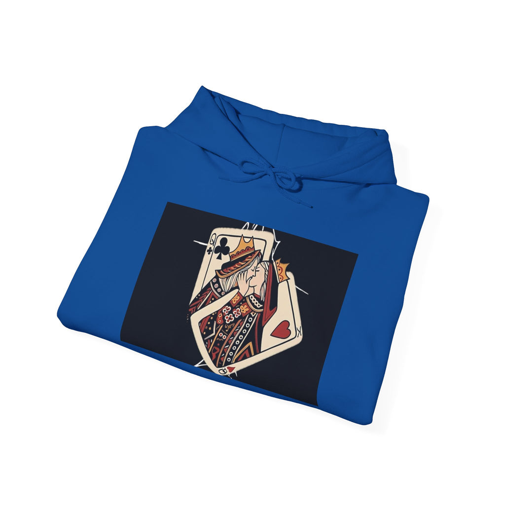 Queen of Hearts Playing Card Hoodie — Vintage Tattoo Style Card Art