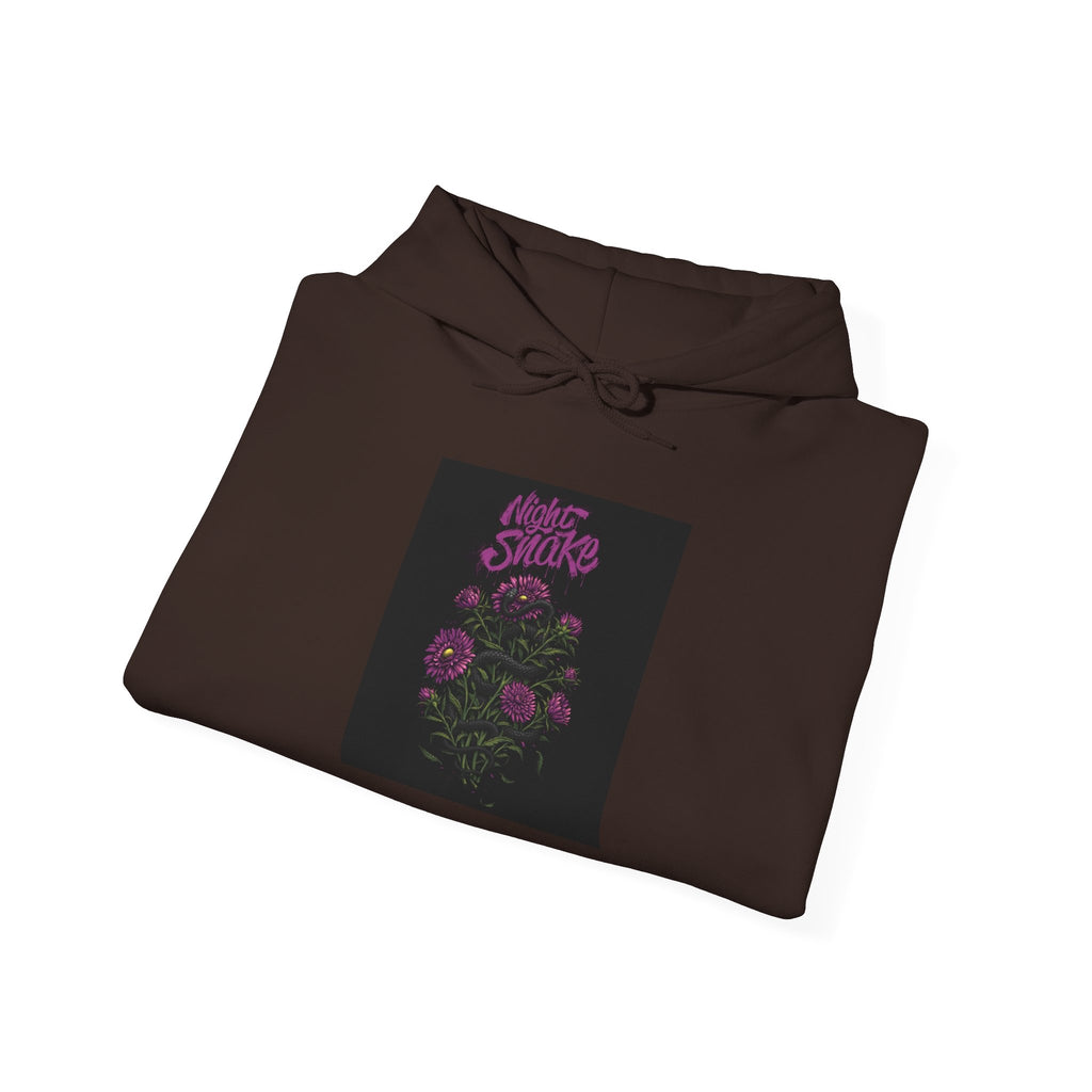 Floral Snake Hoodie — Dark Rose Garden Graphic Sweatshirt