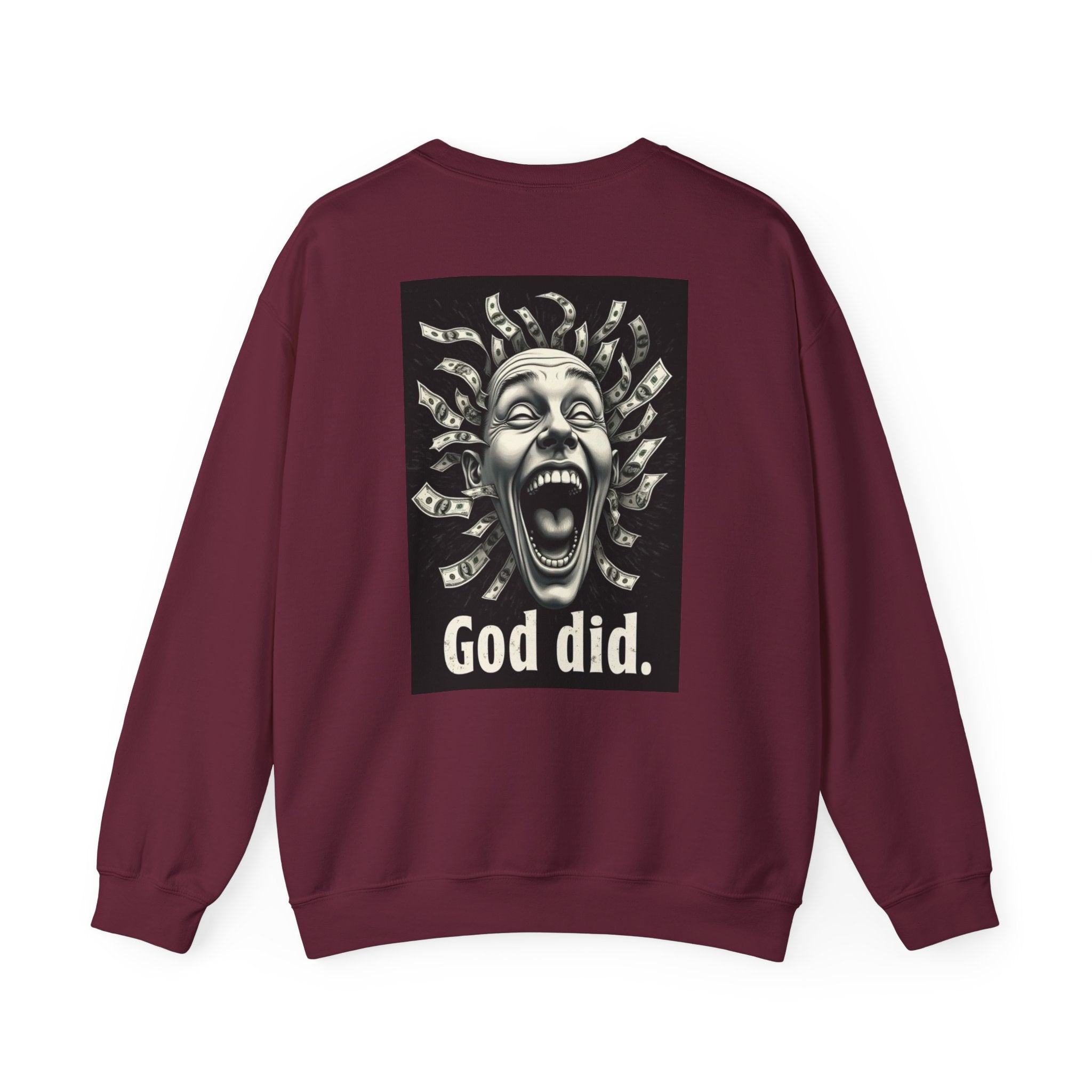Sweatshirt — 'God Did.' Medusa Money Graphic Crewneck
