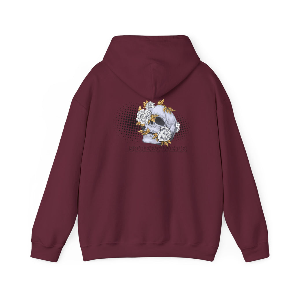 Floral Skull Hoodie — Vintage Botanical Skull Graphic Sweatshirt