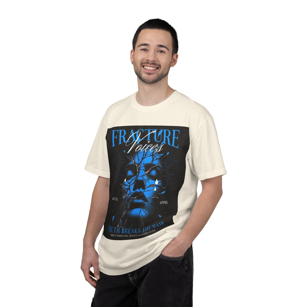 Graphic T-Shirt — "Fracture Voices" Blue Face Design (Back "Legaciess" Logo)