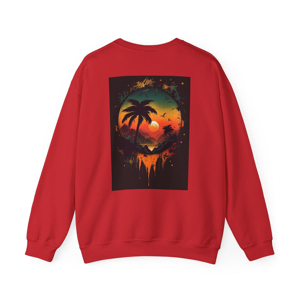 Sunset Island Sweatshirt — Tropical Palm Sunset Crewneck