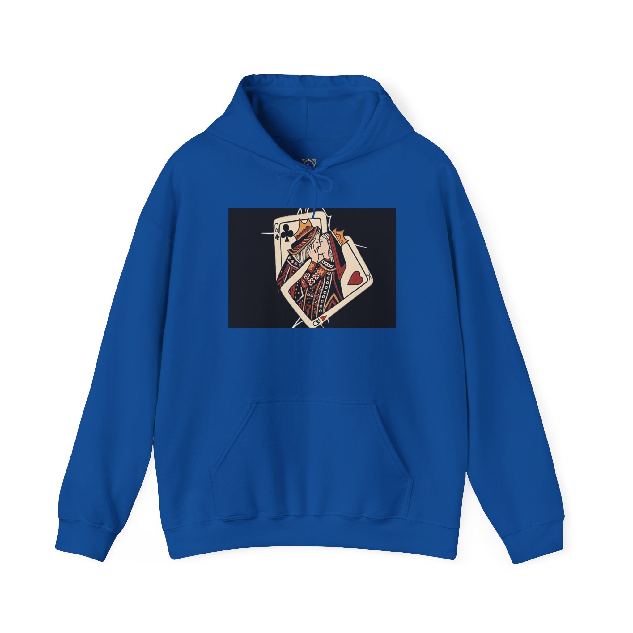 Queen of Hearts Playing Card Hoodie — Vintage Tattoo Style Card Art