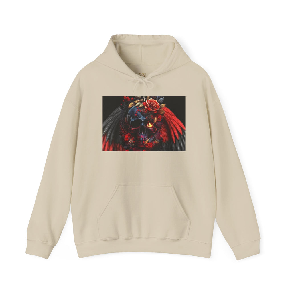 Skull Rose Wings Hoodie — Gothic Floral Skull Pullover