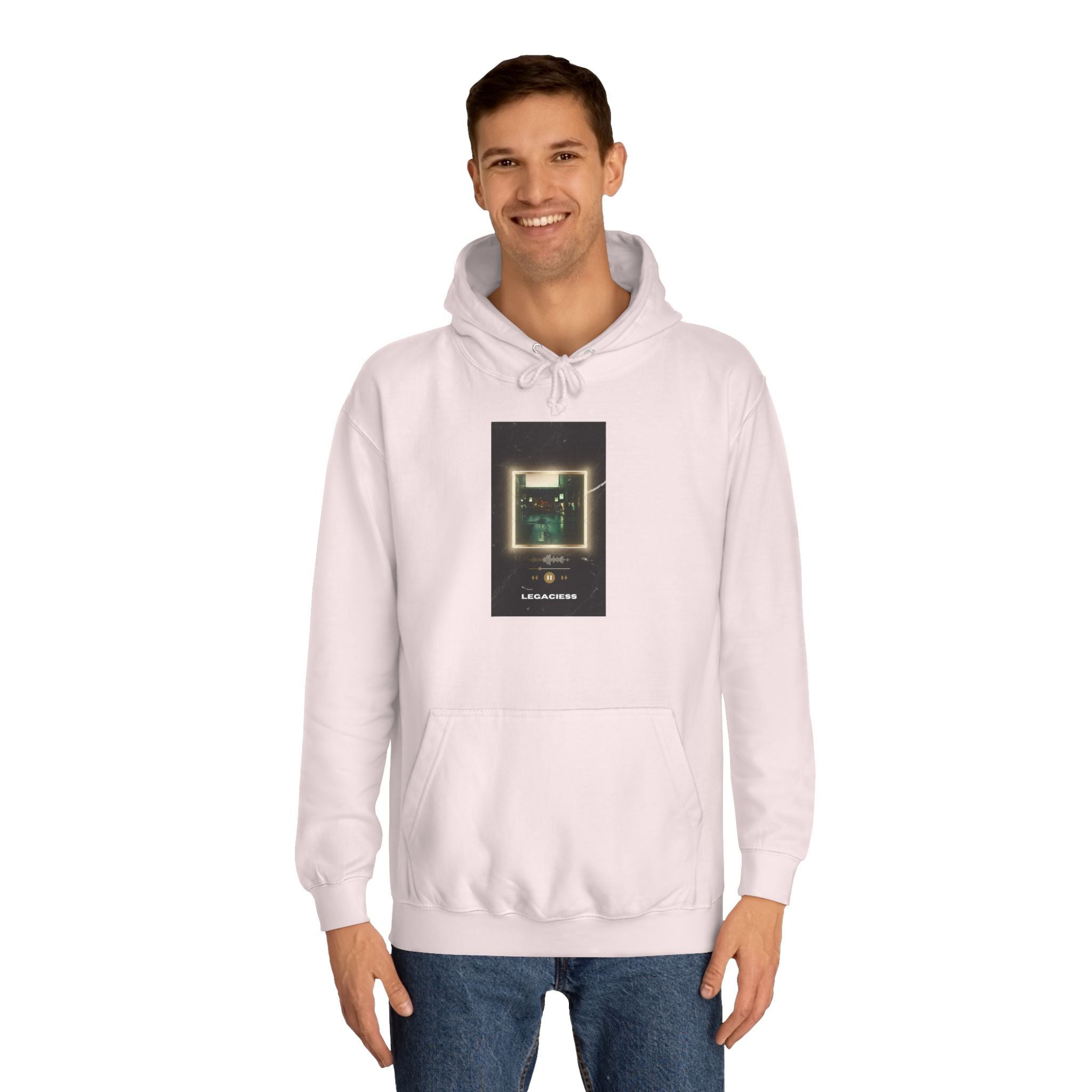 College Hoodie — Retro Neon Square Album Art Design