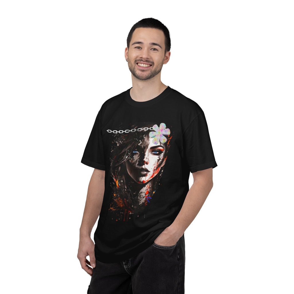 Artistic Femme Portrait T-Shirt — Watercolor Floral Face Graphic Tee