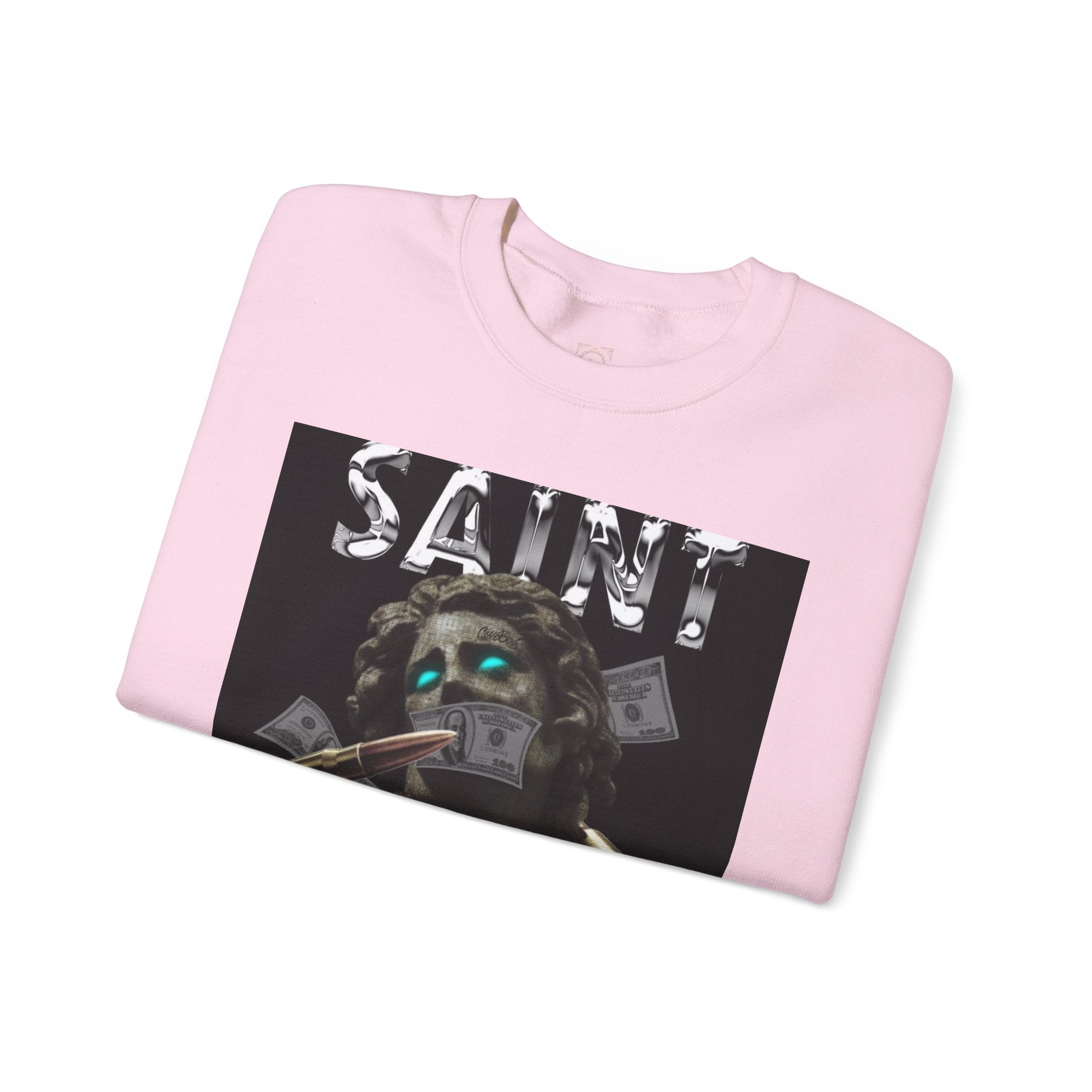 Saint Graphic Crewneck Sweatshirt — Dark Art Money Montage