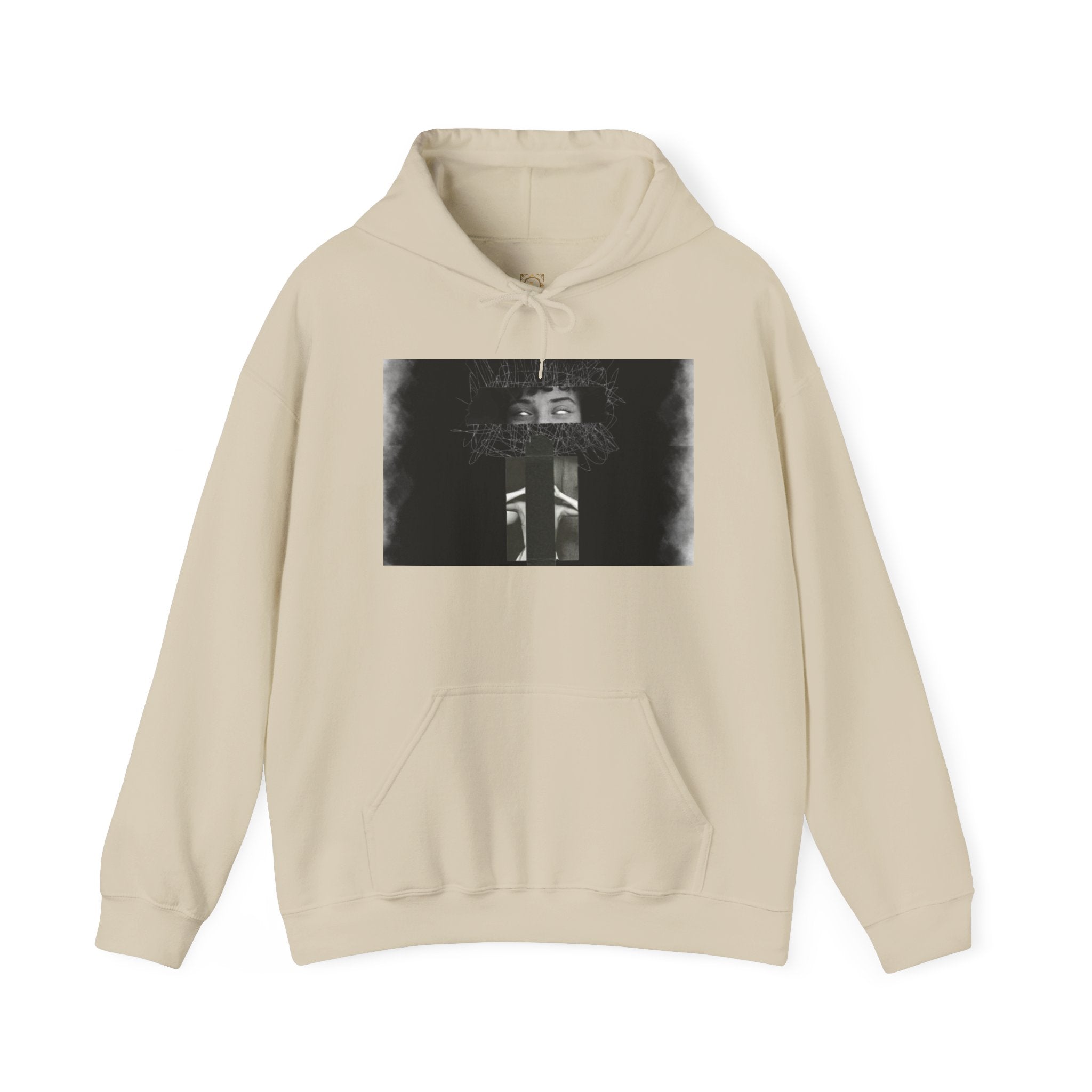 Mystic Window Hoodie — Gothic Portrait Smoke Graphic Hooded Sweatshirt