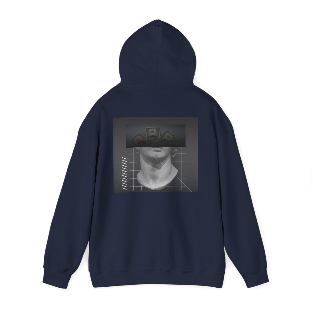 Graphic Hoodie — Black & White Glitch Portrait Hoodie