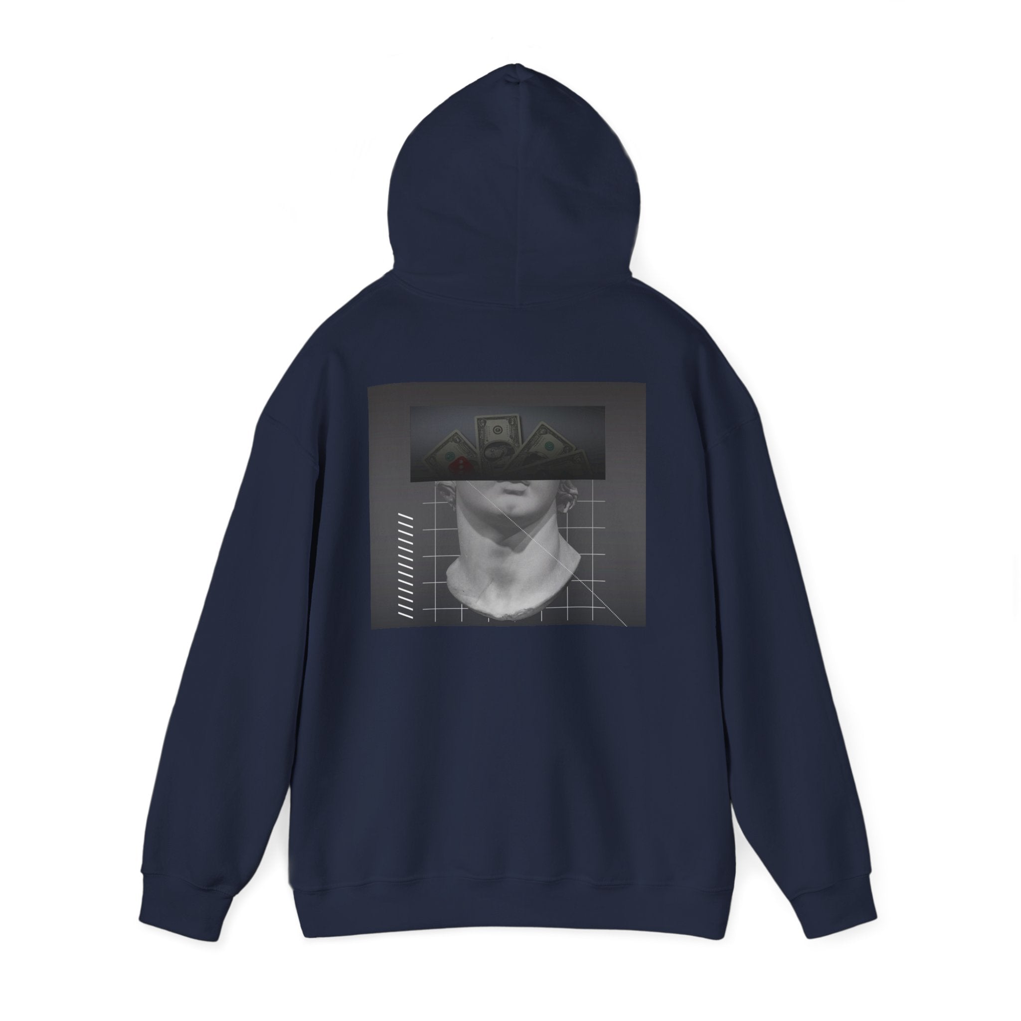 Graphic Hoodie — Black & White Glitch Portrait Hoodie