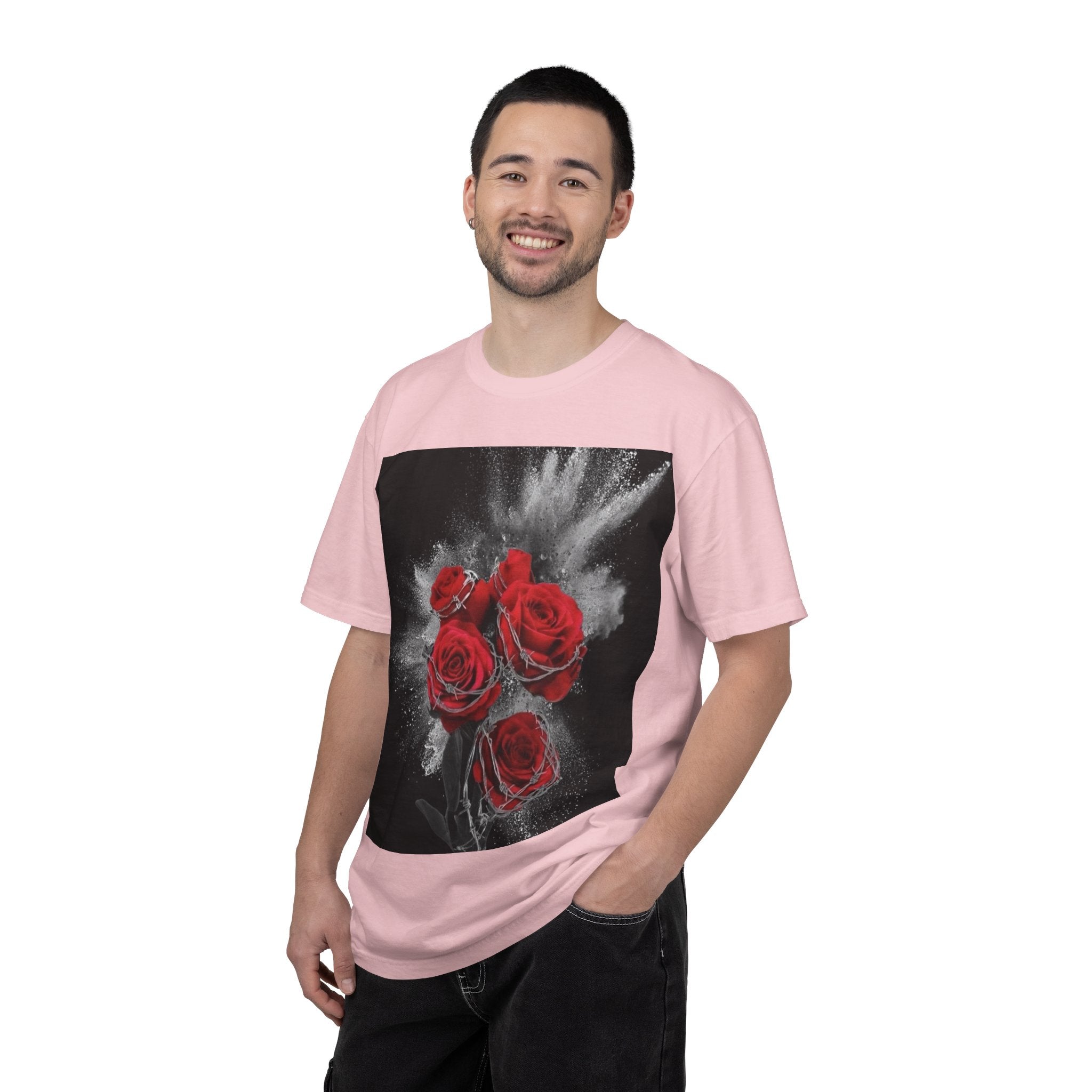 Rose Burst T-Shirt — Red Roses Graphic Tee with 'LEGACIESS' Back Logo