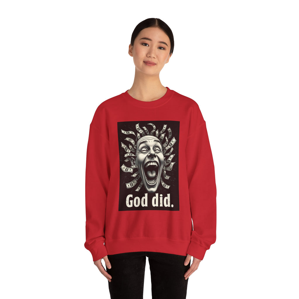 Sweatshirt — 'God Did.' Medusa Money Graphic Crewneck