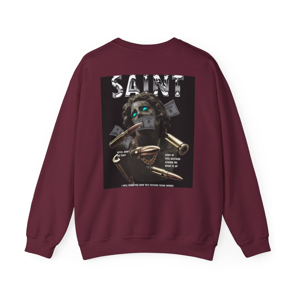 Saint Graphic Crewneck Sweatshirt — Dark Art Money Montage