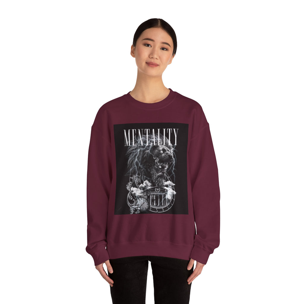 Crewneck Sweatshirt — 'MENTALITY' Lion Graphic | LEGACiESS Back Logo