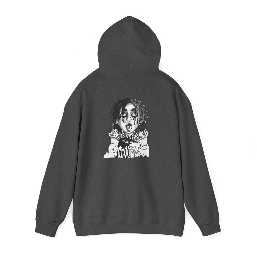 Horror Manga Hoodie — Black & White Creepy Portrait Pullover