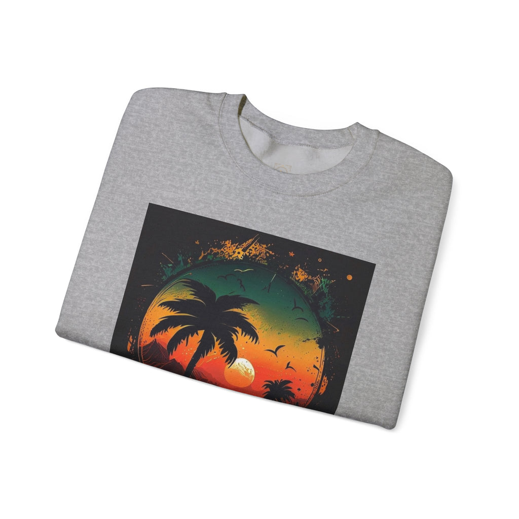 Sunset Island Sweatshirt — Tropical Palm Sunset Crewneck
