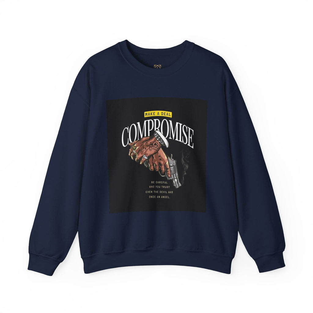 Compromise Graphic Sweatshirt — Vintage Handshake & Revolver Design