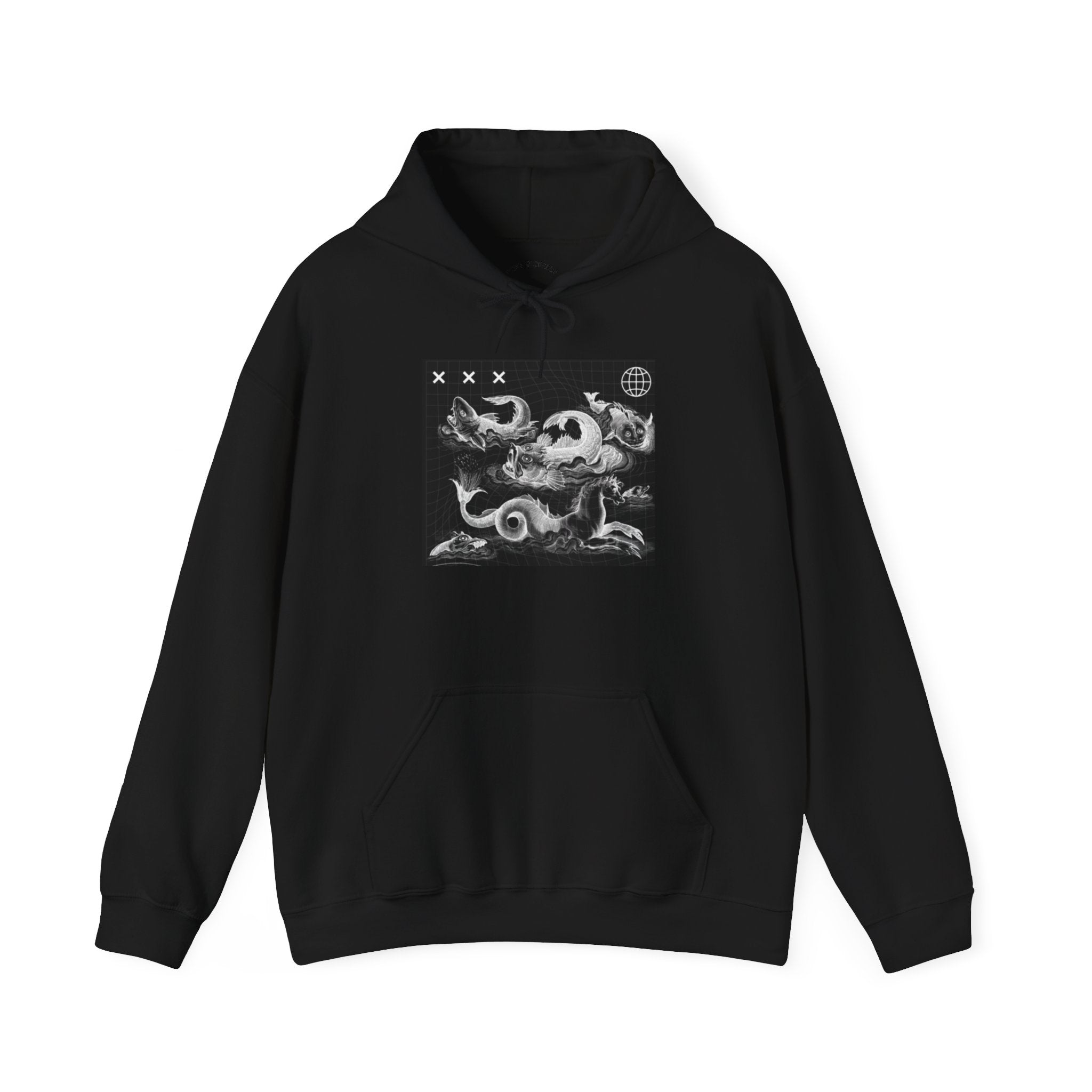 Skull Waves Hoodie — Gothic Nautical Skull Graphic Pullover